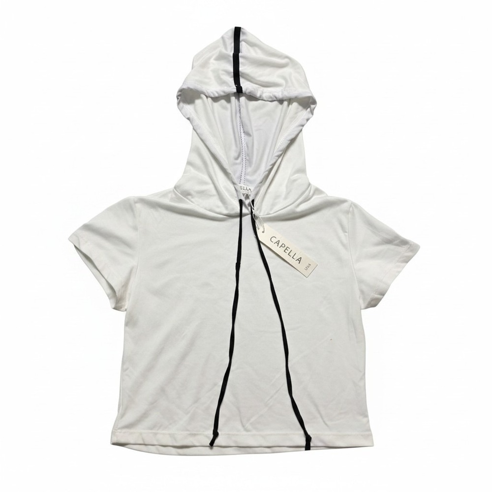 Cropped Hoodie Capella Size S Womens White New Short Sleeve Sporty BTP2510